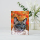 Siamese Kat Kunst Vuur en Ijs schilderen Briefkaart (Staand voorkant)