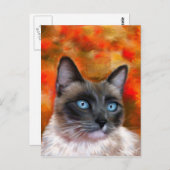 Siamese Kat Kunst Vuur en Ijs schilderen Briefkaart (Voorkant / Achterkant)