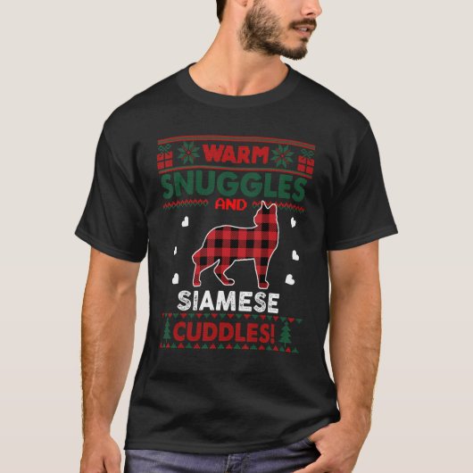 Siamese kat kutkat met lomp kerst t-shirt (Voorkant)