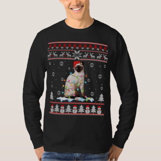 Siamese Kat Lelijke Kerstverlichting Grappige Kat  T-shirt