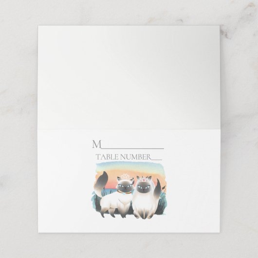 Siamese kat lesbisch gay twee bruiden Schattige br Plaatskaartje (Buitenkant ongevouwen)