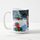 Siamese kat loopt in de sneeuw met kerst Pet Koffiemok (Links)