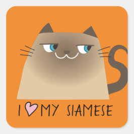 Siamese kat Love Vierkante Sticker