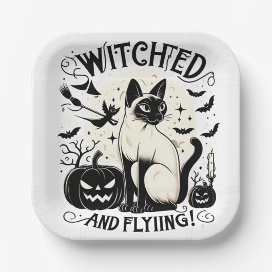 Siamese kat magie: betoverd en gratis papieren bordje (Voorkant)