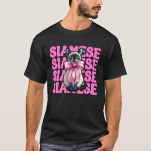 Siamese Kat Meisje Kat Moeder Roze Coquette Strik T-shirt