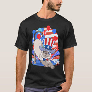 Siamese Kat Merica 4 juli Amerikaanse Patriottisch T-shirt