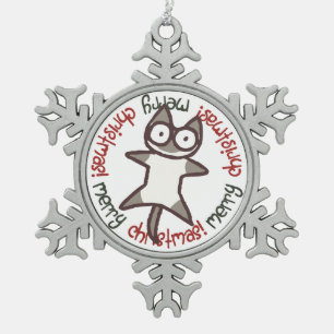 Siamese kat Merry kerst Tin Sneeuwvlok Ornament