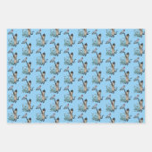 Siamese kat met blauw vierkant buisje inpakpapier vel (Voorkant)