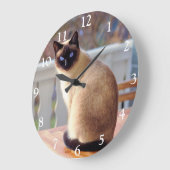 Siamese kat met blauwe ogen grote klok (Hoek)