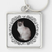 Siamese kat met blauwe ogen sleutelhanger (Voorkant)