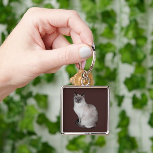 Siamese kat met blauwe ogen sleutelhanger (Hand)