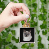 Siamese kat met blauwe ogen sleutelhanger (Hand)