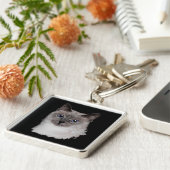 Siamese kat met blauwe ogen sleutelhanger (Zijkant)