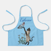 Siamese kat met blauwe vlinder, speciaal gepersona schort (Voorkant)