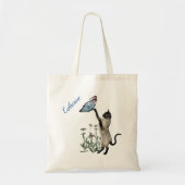 Siamese kat met blauwe vlinder, speciaal gepersona tote bag (Voorkant)