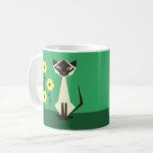 Siamese kat met bloemen koffiemok (Voorkant links)