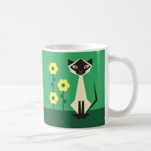 Siamese kat met bloemen koffiemok