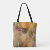 Siamese kat met bloemen tote bag (Achterkant)
