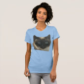 Siamese kat met Bright Blue Eyes T-Shirt (Voorkant volledig)