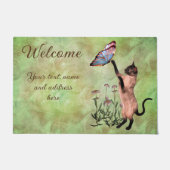 Siamese kat met Butterfly - persoonlijk welkom Deurmat (Voorkant)