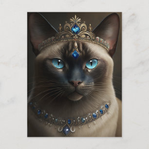 Siamese Kat Met Een Kroon En Ketting Ansichtkaart Briefkaart