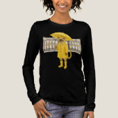 Siamese kat met gele paraplu Tri-Blend shirt (Voorkant)
