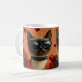 Siamese Kat met Hartrozen Valentijnsdag Koffiemok (Voorkant links)