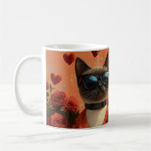 Siamese Kat met Hartrozen Valentijnsdag Koffiemok (Links)