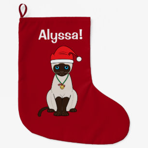 Siamese kat met kerstnaam  grote kerstsok