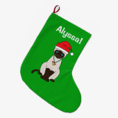 Siamese kat met kerstnaam grote kerstsok (Voorkant (Hangend))