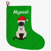 Siamese kat met kerstnaam  grote kerstsok (Voorkant)