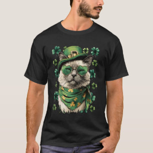 Siamese Kat met Klavertjes Harten Zonnebril St Pa T-shirt