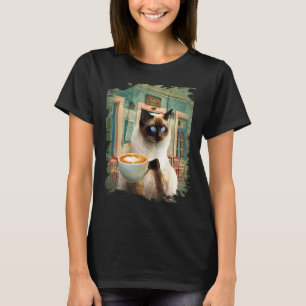 Siamese kat met koffie t-shirt
