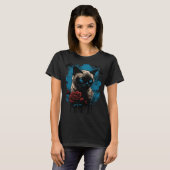 Siamese kat met rode roos t-shirt (Voorkant volledig)