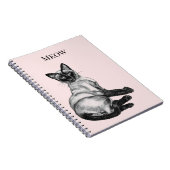 Siamese kat met roze witte blos notitieboek (Rechterzijde)