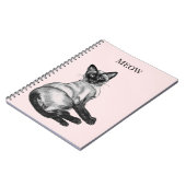 Siamese kat met roze witte blos notitieboek (Linkerzijde)
