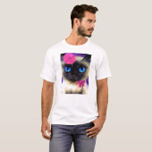 Siamese kat met ventilator T-shirt (Voorkant volledig)