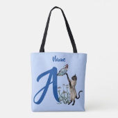 Siamese Kat Monogram Initiaal A Gepersonaliseerd Tote Bag (Achterkant)