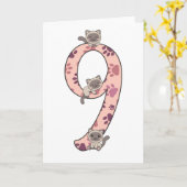 Siamese kat negende verjaardag voor katten Kaart (Gele Bloem)