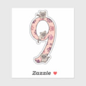 Siamese kat negende verjaardag voor katten Sticker (Vel)