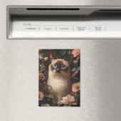 Siamese kat omringd door roze bloemetjes magneet (Insitu (Vaatwasser))