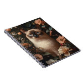 Siamese kat omringd door roze bloemetjes notitieboek (Rechterzijde)