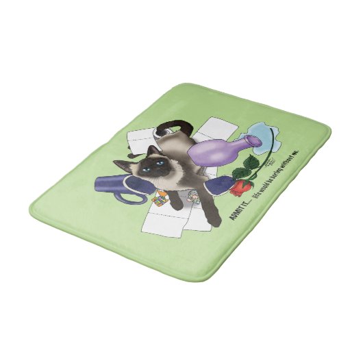 Siamese kat onheil grappig badmat (Gekanteld)