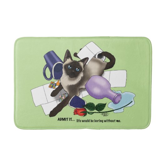 Siamese kat onheil grappig badmat (Voorkant)
