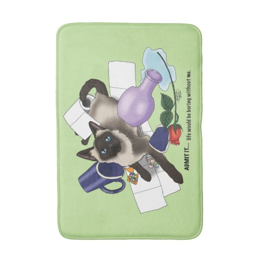 Siamese kat onheil grappig badmat (Voorkant Verticaal)