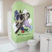 Siamese kat onheil grappig douchegordijn (In situ)