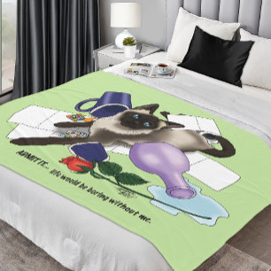 Siamese kat onheil grappig fleece deken