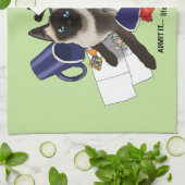 Siamese kat onheil grappig theedoek (Gevouwen)