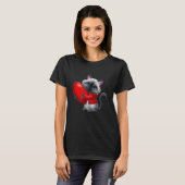 Siamese kat ontwerp Knuffelt een rode hart T-shirt (Voorkant volledig)