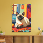 Siamese kat op aanrecht canvas afdruk (Insitu (Woonkamer))